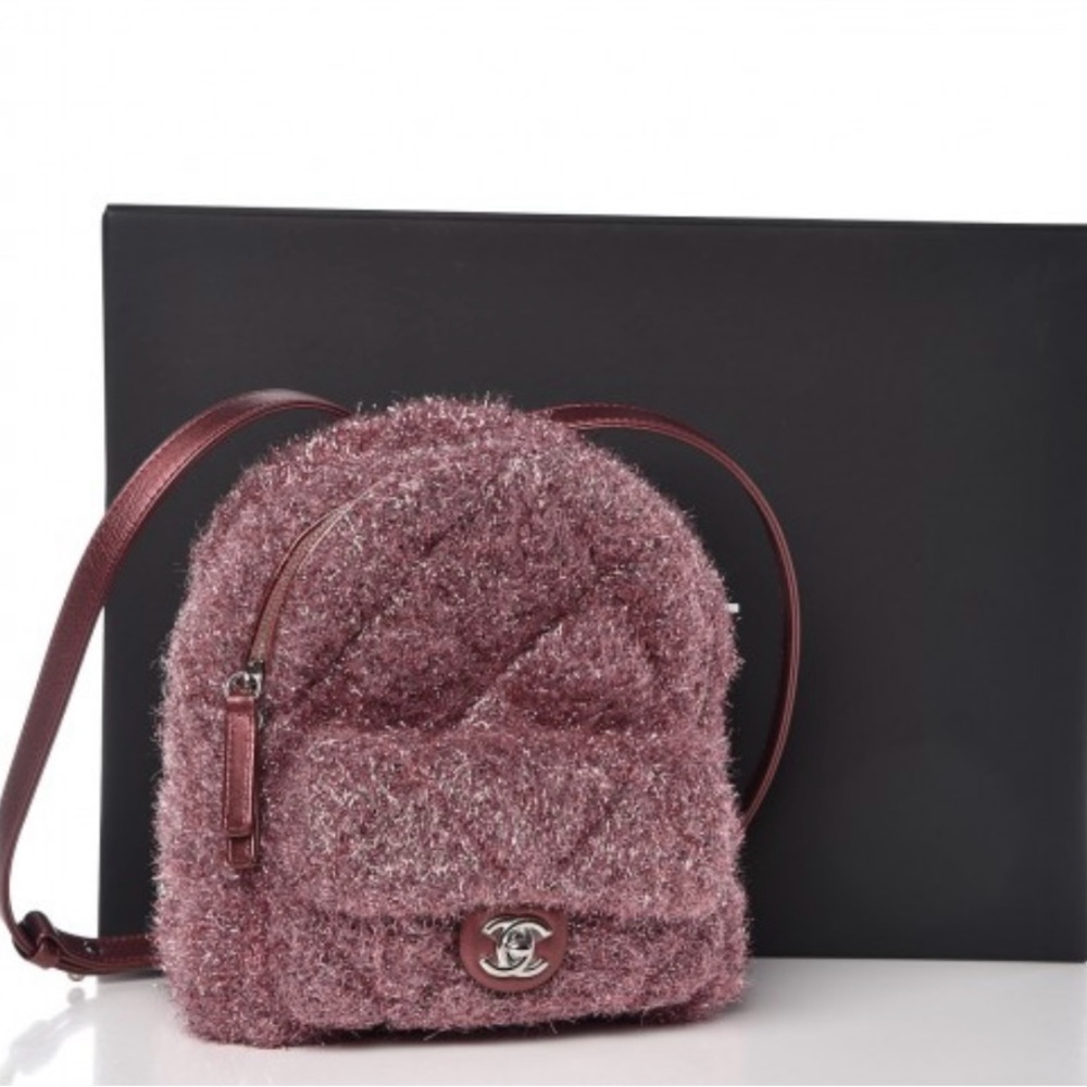 Chanel lurex Knit Mini Pluto Glitter Backpack Pink